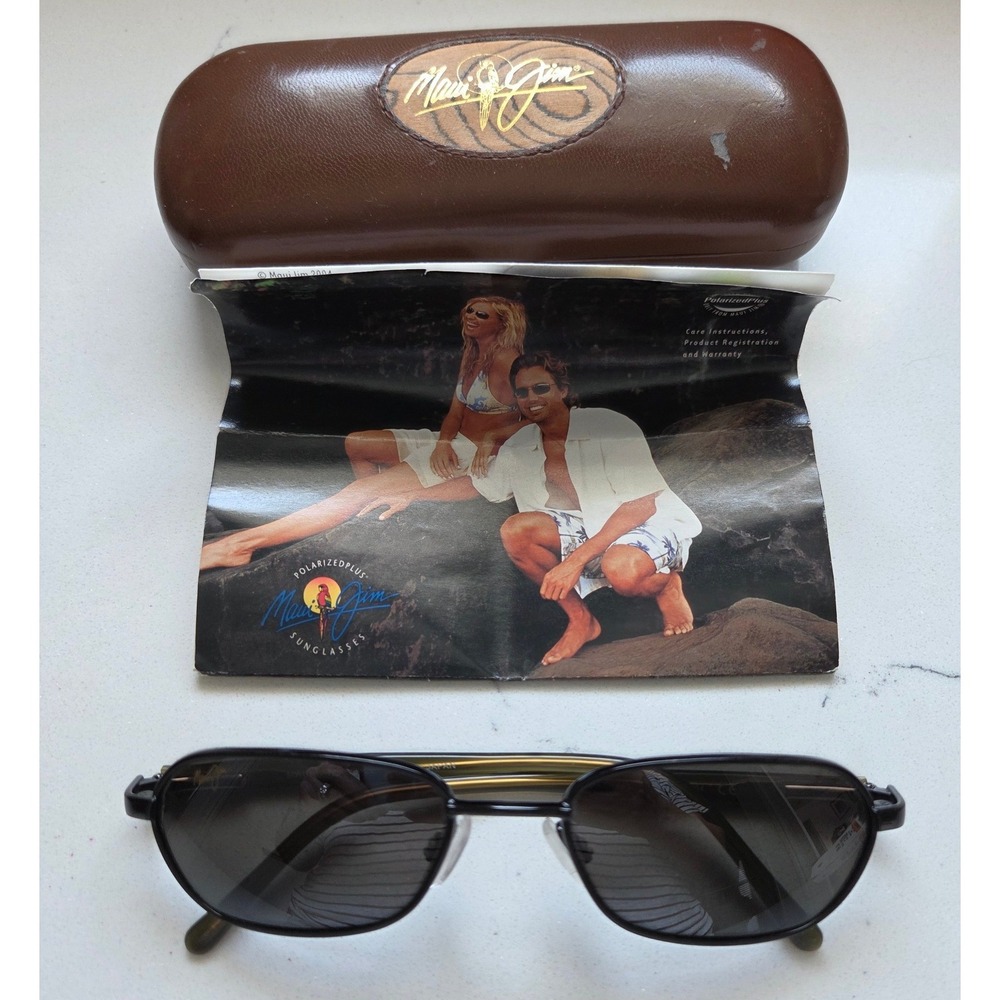 VTG Maui Jim Hilo MJ-133-02 Black PolarizedPlus2 Sunglasses Japan Made Case